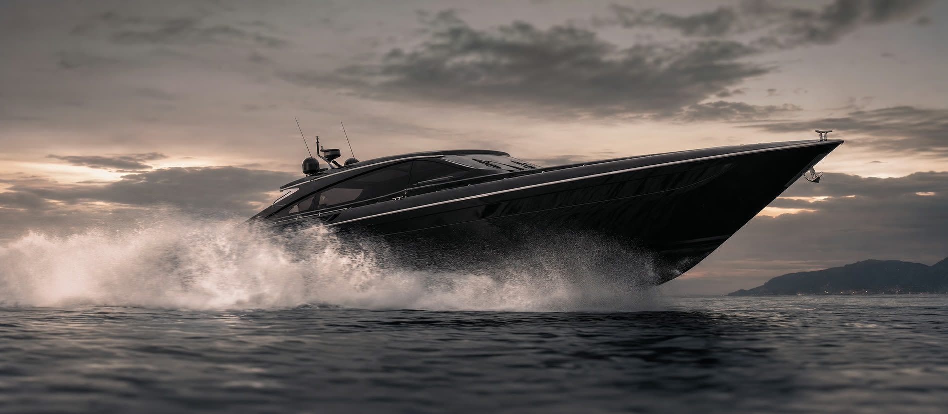 Tecnomar performance motor yacht at speed